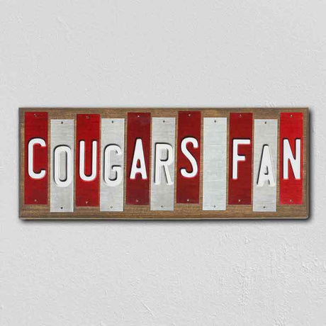 Cougars Fan TX Team Colors College Fun Strips Novelty Wood Sign WS-917