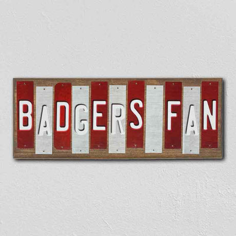 Badgers Fan Team Colors College Fun Strips Novelty Wood Sign WS-921