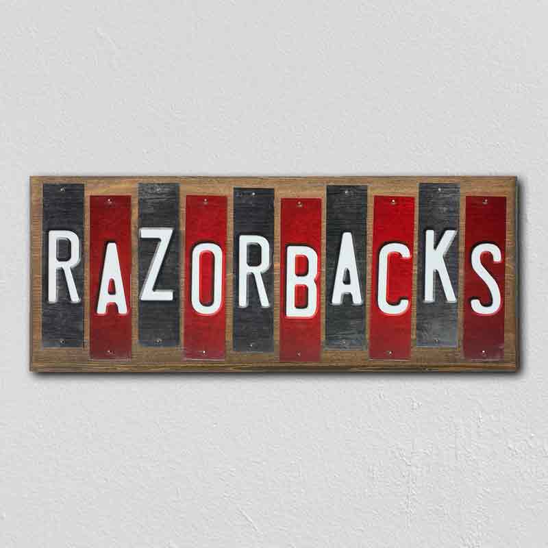Wood Razorback Sign Razorbacks Team Colors College Fun Strips Novelty Wood Sign WS-929 ...