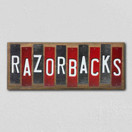 Razorbacks Fan Team Colors College Fun Strips Novelty Wood Sign WS-928