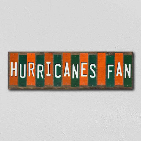 Hurricanes Fan Team Colors College Fun Strips Novelty Wood Sign WS-933