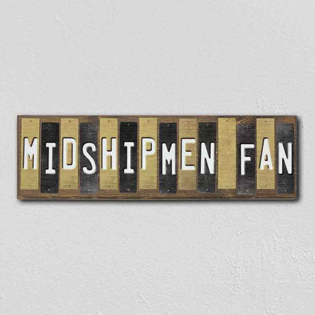 Midshipmen Fan Team Colors College Fun Strips Novelty Wood Sign WS-935