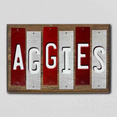 Aggies Team Colors College Fun Strips Novelty Wood Sign WS-942