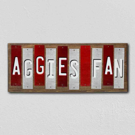 Aggies Fan Team Colors College Fun Strips Novelty Wood Sign WS-943