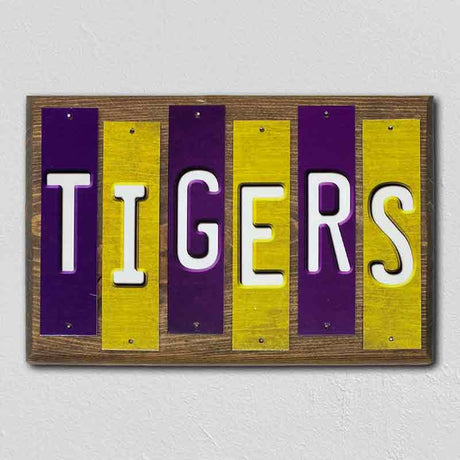 Tigers LA Team Colors College Fun Strips Novelty Wood Sign WS-944