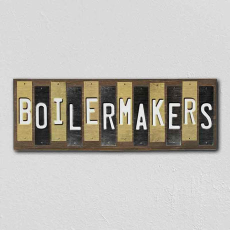 Boilermakers Team Colors College Fun Strips Novelty Wood Sign WS-954