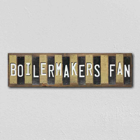 Boilermakers Fan Team Colors College Fun Strips Novelty Wood Sign WS-955