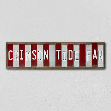 Crimson Tide Fan Team Colors College Fun Strips Novelty Wood Sign WS-959