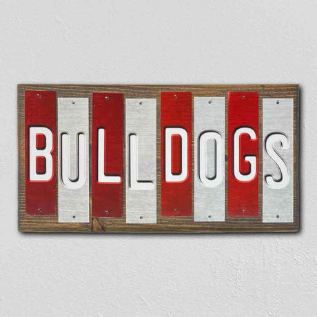 Bulldogs MS Team Colors College Fun Strips Novelty Wood Sign WS-968