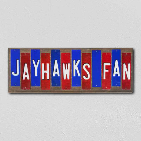 Jayhawks Fan Team Colors College Fun Strips Novelty Wood Sign WS-971