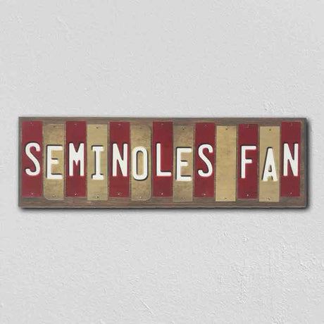 Seminoles Fan Team Colors College Fun Strips Novelty Wood Sign WS-981