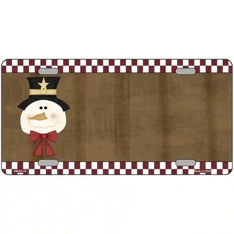 Snowman Offset Metal Novelty License Plate 12" x 6" (LP)