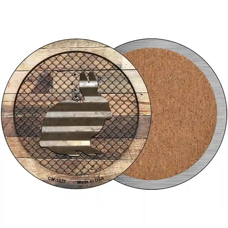 Corrugated Rabbit on Wood Novelty Circle Coaster Set of 4