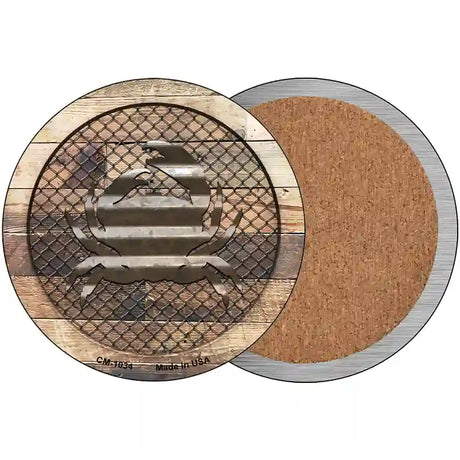 Corrugated Crab on Wood Novelty Circle Coaster Set of 4