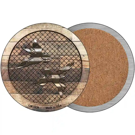 Corrugated Little Birds on Wood Novelty Circle Coaster Set of 4