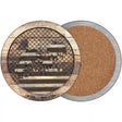 Corrugated Palm Trees on Wood Novelty Circle Coaster Set of 4