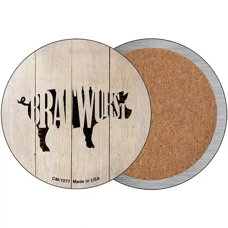 Pigs Make Bratwursts Novelty Circle Coaster Set of 4