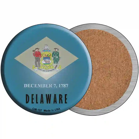 Delaware State Flag Novelty Circle Coaster Set of 4