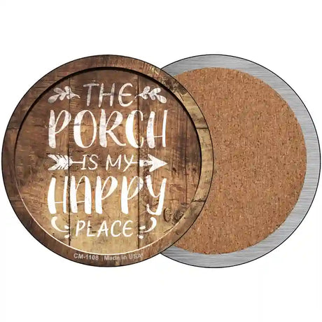 Porch Is My Happy Place Novelty Circle Coaster Set of 4