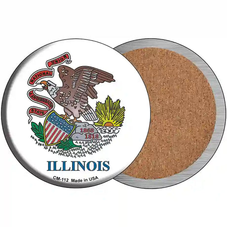 Illinois State Flag Novelty Circle Coaster Set of 4