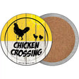 Chicken Crossing Novelty Circle Coaster Set of 4