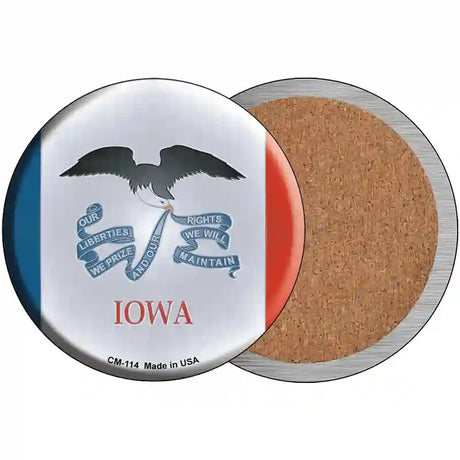 Iowa State Flag Novelty Circle Coaster Set of 4