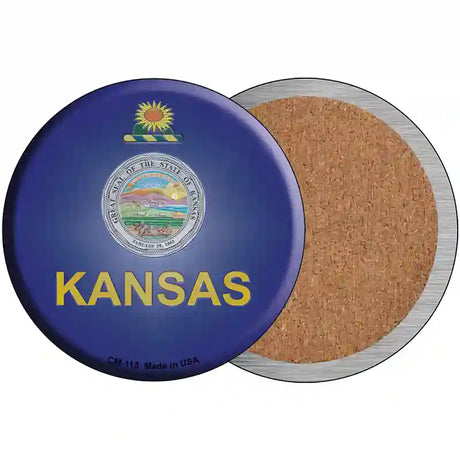 Kansas State Flag Novelty Circle Coaster Set of 4