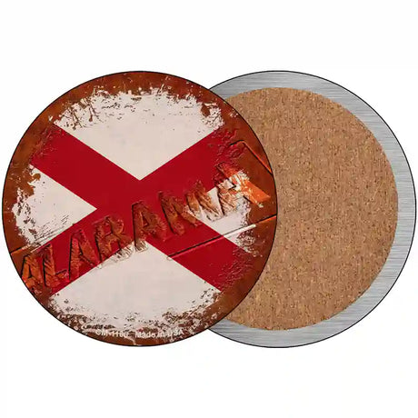 Alabama Rusty Stamped Novelty Circle Coaster Set of 4