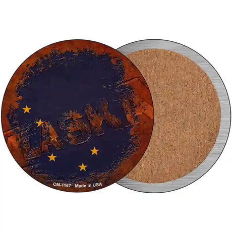 Alaska Rusty Stamped Novelty Circle Coaster Set of 4