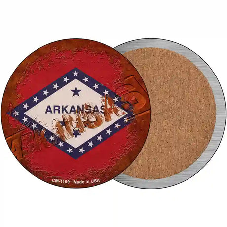 Arkansas Rusty Stamped Novelty Circle Coaster Set of 4