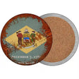 Delaware Rusty Stamped Novelty Circle Coaster Set of 4