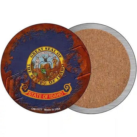 Idaho Rusty Stamped Novelty Circle Coaster Set of 4