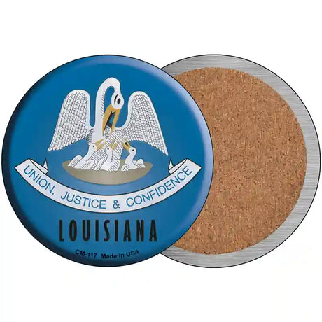 Louisiana State Flag Novelty Circle Coaster Set of 4