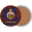 Kansas Rusty Stamped Novelty Circle Coaster Set of 4