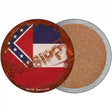 Mississippi Rusty Stamped Novelty Circle Coaster Set of 4