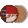 North Carolina Rusty Stamped Novelty Circle Coaster Set of 4