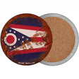 Ohio Rusty Stamped Novelty Circle Coaster Set of 4