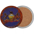 Pennsylvania Rusty Stamped Novelty Circle Coaster Set of 4