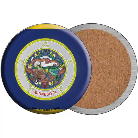 Minnesota State Flag Novelty Circle Coaster Set of 4