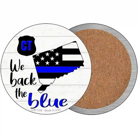 Connecticut Back The Blue Novelty Circle Coaster Set of 4