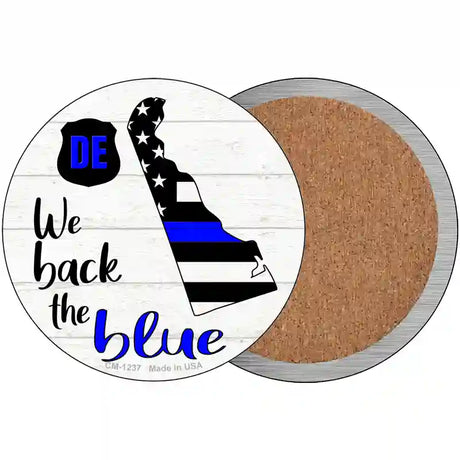 Delaware Back The Blue Novelty Circle Coaster Set of 4