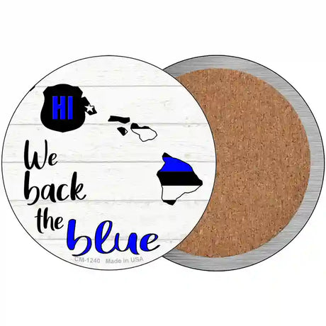 Hawaii Back The Blue Novelty Circle Coaster Set of 4