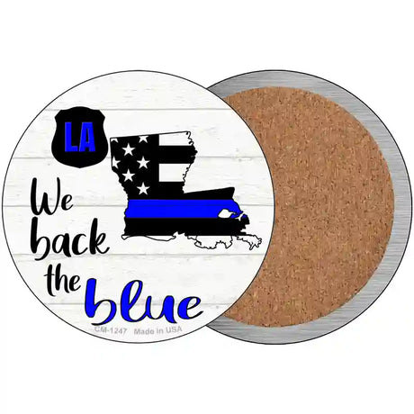 Louisiana Back The Blue Novelty Circle Coaster Set of 4