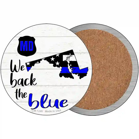 Maryland Back The Blue Novelty Circle Coaster Set of 4