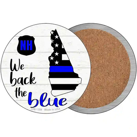 New Hampshire Back The Blue Novelty Circle Coaster Set of 4