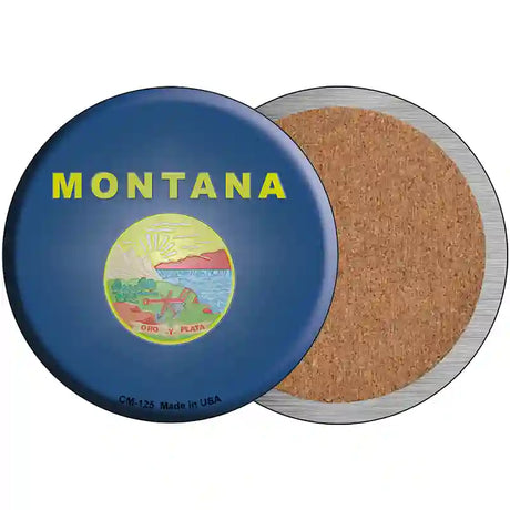 Montana State Flag Novelty Circle Coaster Set of 4