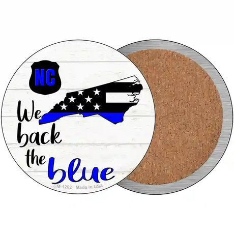 North Carolina Back The Blue Novelty Circle Coaster Set of 4