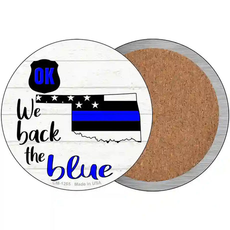 Oklahoma Back The Blue Novelty Circle Coaster Set of 4