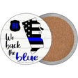 Rhode Island Back The Blue Novelty Circle Coaster Set of 4