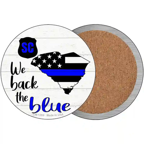 South Carolina Back The Blue Novelty Circle Coaster Set of 4